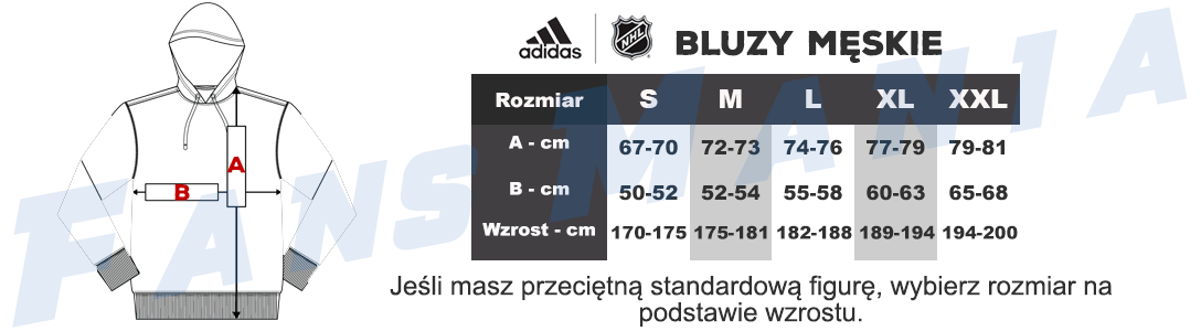 Tabela rozmiarów Adidas NHL męskie bluzy