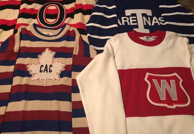 NHL dresy Montreal Canadiens, Toronto Arenas, Ottawa Sentars, Montreal Wanderers