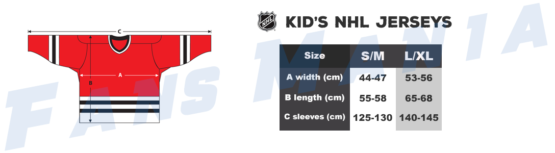 NHL Youth Jerseys sizing chart