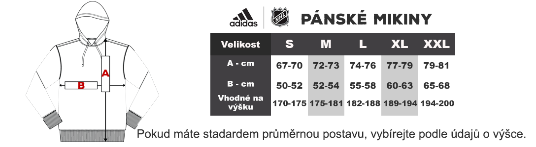 Tabulka velikosti Adidas NHL panske mikiny